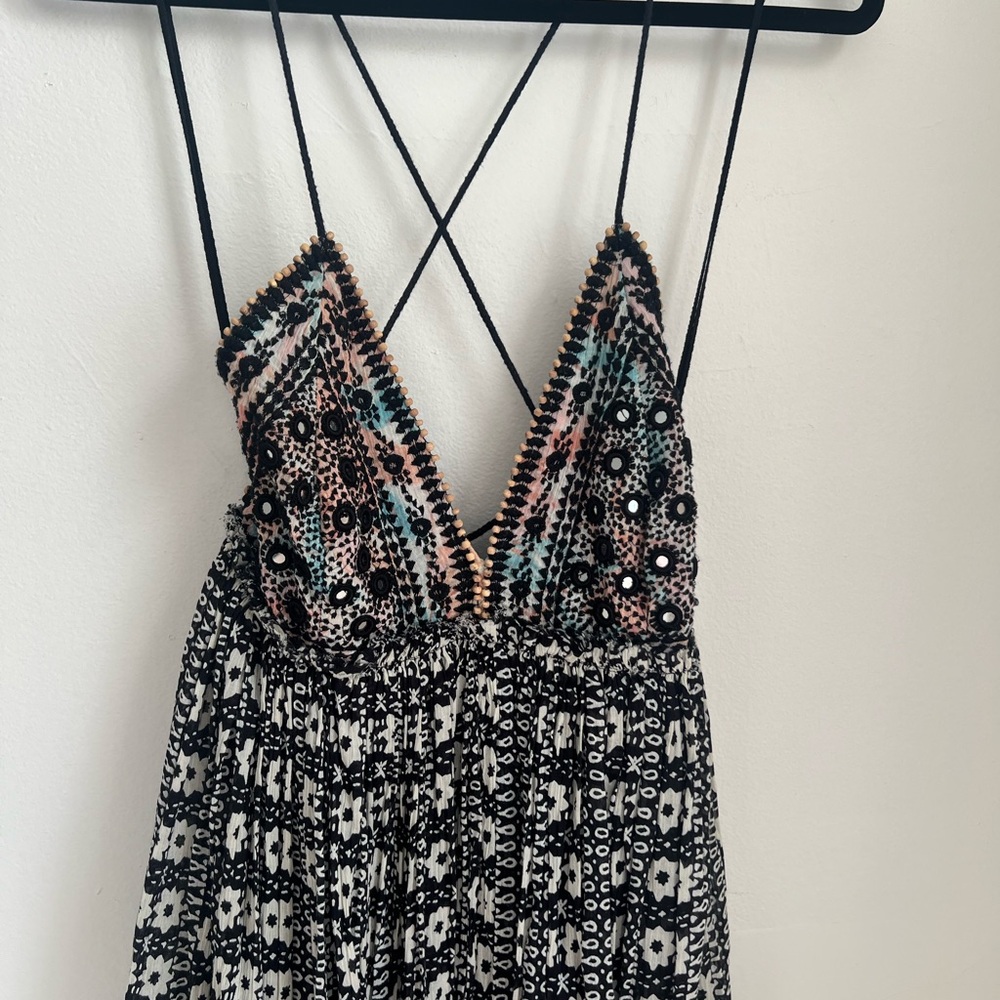 Free People Black and White Patterned Maxi Dress